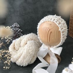 Newborn bonnet and wrap for photography props