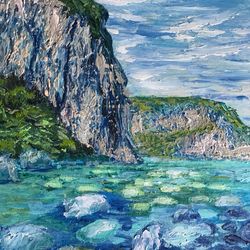 Azure Lagoon Landscape Original Art Landscape Artwork Oil Painting
