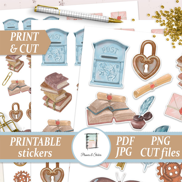 Vintage Die Cuts, Books and Letters Sticker Set, Mailbox Dec - Inspire  Uplift