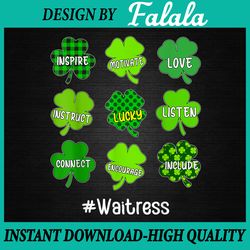 irish shamrock inspire love lucky waitress st patricks day png, patrick day png, digital download