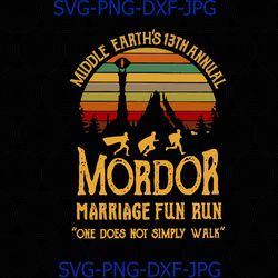 middle earths annual mordor fun run one does not simply walk vintage, middle earths svg, png, dxf vector for cricut
