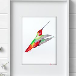 Hummingbird watercolor, painting birds watercolor, bird art by Anne Gorywine