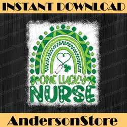 one lucky nurse png, lucky rainbow st patricks day png, leopard st patricks day sublimation designs