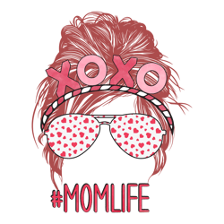 momlife messy bun xoxo sublimation, valentine png