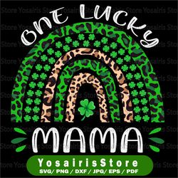 digital png file one lucky mama st. patty's patrick's day rainbow leopard shamrock clover printable art