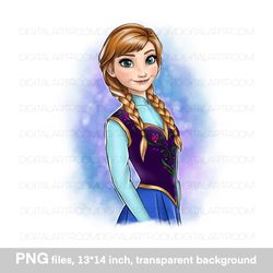 Cartoon princess Anna PNG sublimation design