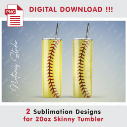 2 Softball Templates - Clean and Dirty Style - Seamless Sublimation Patterns - 20oz SKINNY TUMBLER - Full Tumbler Wrap