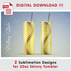 2 Softball Templates - Clean and Dirty Style - Seamless Sublimation Patterns - 20oz SKINNY TUMBLER - Full Tumbler Wrap