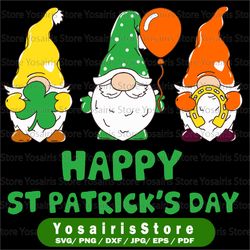 happy st. patricks day svg, gnome svg, irish gnome svg, lucky gnomes svg, shamrock svg, three gnomes svg, dxf, png