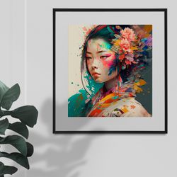 japanese spring girl art printable