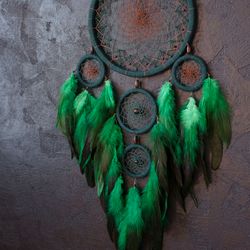 Dream catcher large multi ring | Green Dreamcatcher Native American style