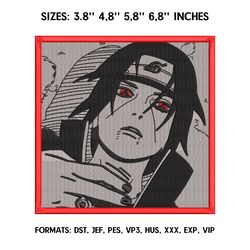 itachi embroidery design file/ naruto anime embroidery design/ machine  design pes dst. itachi uchiha embroidery pes