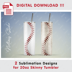 2 Baseball Templates - Clean and Dirty Style - Seamless Sublimation Patterns - 20oz SKINNY TUMBLER - Full Tumbler Wrap