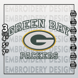Green Bay Packers Embroidery Files, NFL Logo Embroidery Designs, NFL Packers, NFL Machine Embroidery Designs