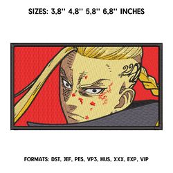 draken embroidery design file, tokio revengers anime embroidery design, doraken machine embroidery