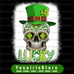 lucky skull png, st patricks day png, irish png, st pattys day png irish shamrock png, sublimation designs