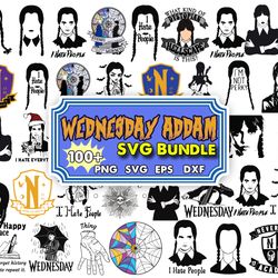 100 wednesday addams svg, jenna ortega, addams family svg, png, ai, jpeg, pdf digital download cricut cut cutting clipar