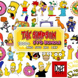 1000 simpsons clip art bundle, simpsons svg cut files for cricut, silhouette, png, dxf, instant download