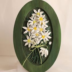 Daisies, wall panels, decorative plaster, gift idea for her.