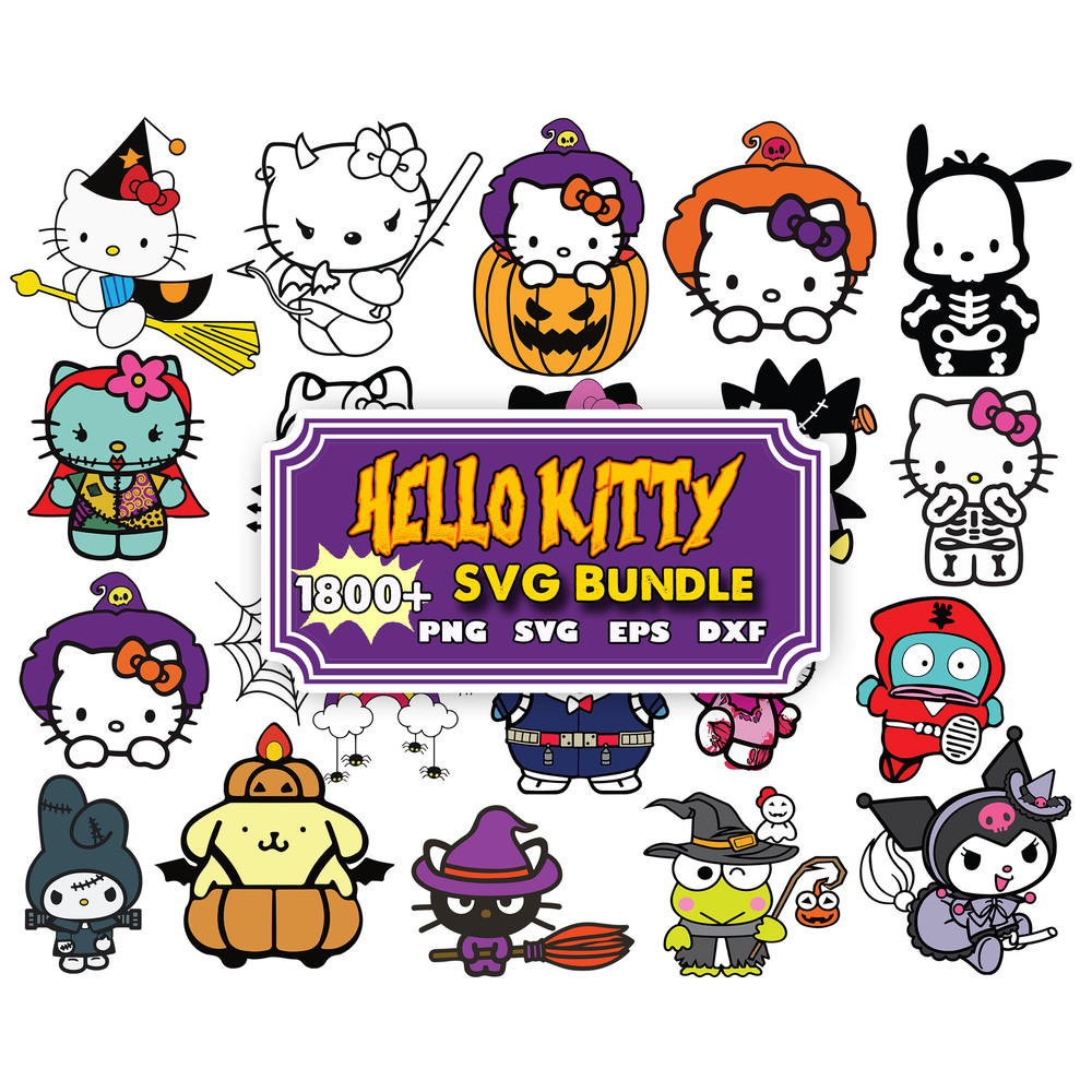 1800 Hello kitty bundle, Animal Svg, Cat Svg, Dxf Eps Png.jpg