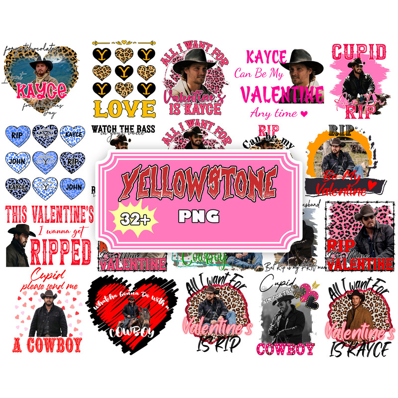 32 Yellowstone valentine Bundle PNG - Mega Valentines Day PNG , for Cricut, Silhouette, digital download, file cut.jpg