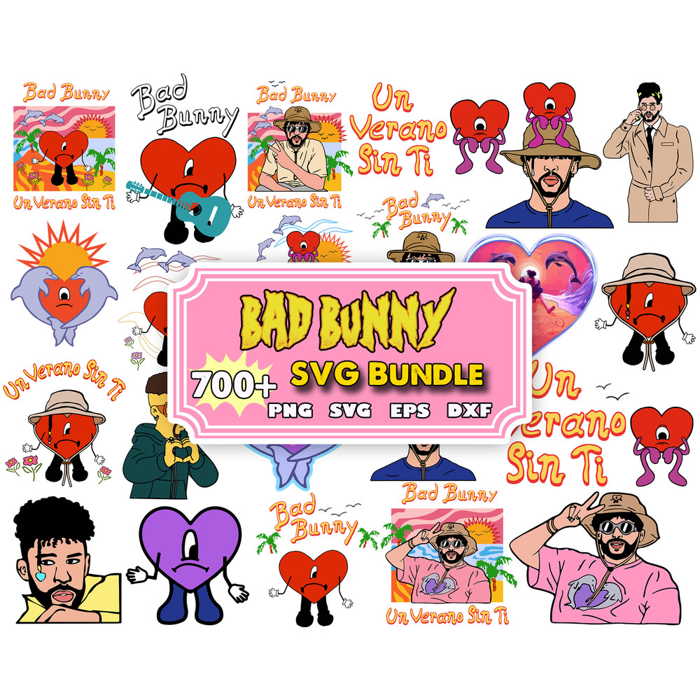 700 Bad bunny svg, Un Verano Sin ti Sad Heart SVG, PNG, bad bunny svg, eps, dxf, png.jpg