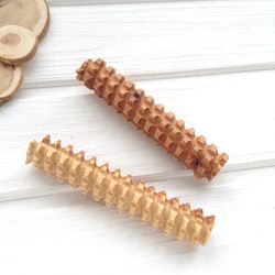 Wooden tactile toy juniper riffled stick Organic sensory baby toys for fine motor skills, massage