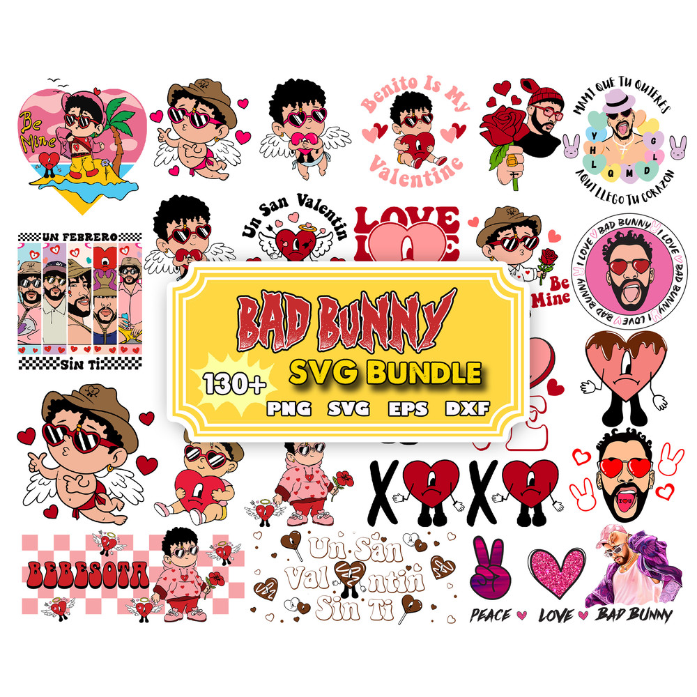 Valentine Bad Bunny Svg Png Bundle, Valentines Benito Png, Bad Bunny Valentines Png, Un San Valentin Sin Ti PNG, Digital Download.jpg