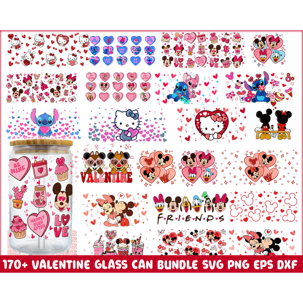 Valentine Cartoon Png Glass Can, Happy Valentine 16oz Libbey Glass Wrap Png, Valentine Stitch Png, Funny Valentine Png, Instant Download.jpg