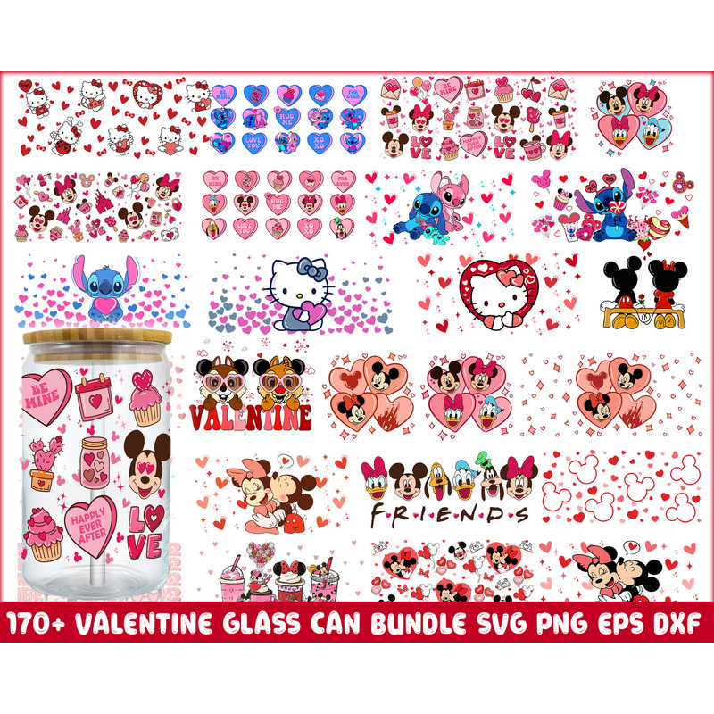 Valentine Cartoon Png Glass Can, Happy Valentine 16oz Libbey Glass Wrap Png, Valentine Stitch Png, Funny Valentine Png, Instant Download.jpg
