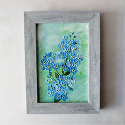 Forget me not flower painting blue small wall decor