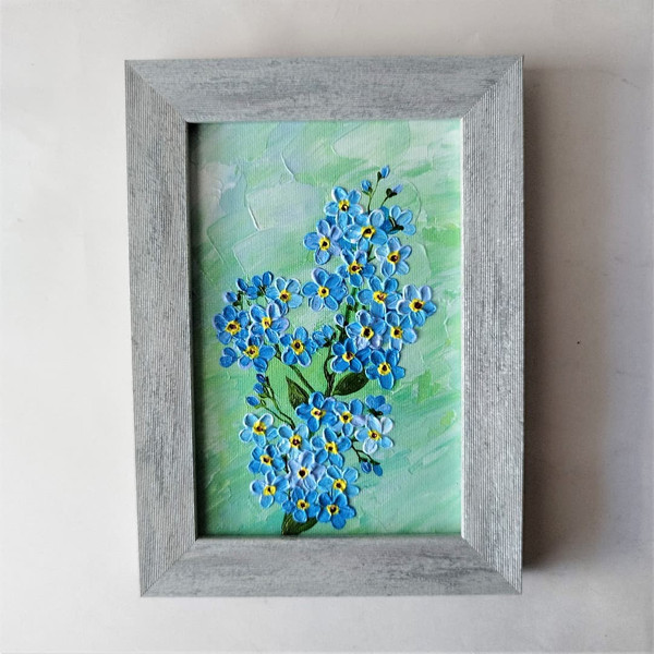 Acrylic-painting-forget-me-not-on-canvas-board-small-wall-art-framed.jpg