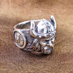 Thor Ring | Viking Silver Ring | Viking Runes | Viking Helmet Ring | Viking Jewelry | Norse Jewelry | Viking Ring