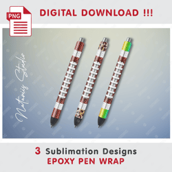 3 Football Designs - Seamless  Patterns - EPOXY PEN WRAP - Full Pen Wrap