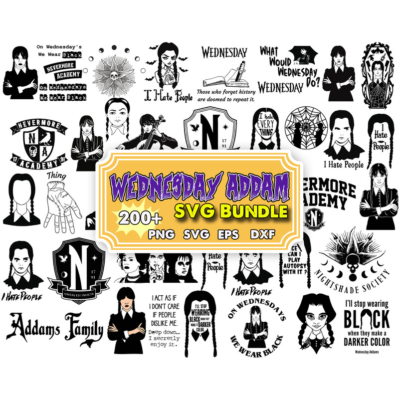 200 Wednesday Addams Svg, Jenna Ortega, Addams Family svg, png, ai, jpeg, pdf digital download Cricut cut cutting clipart.jpg