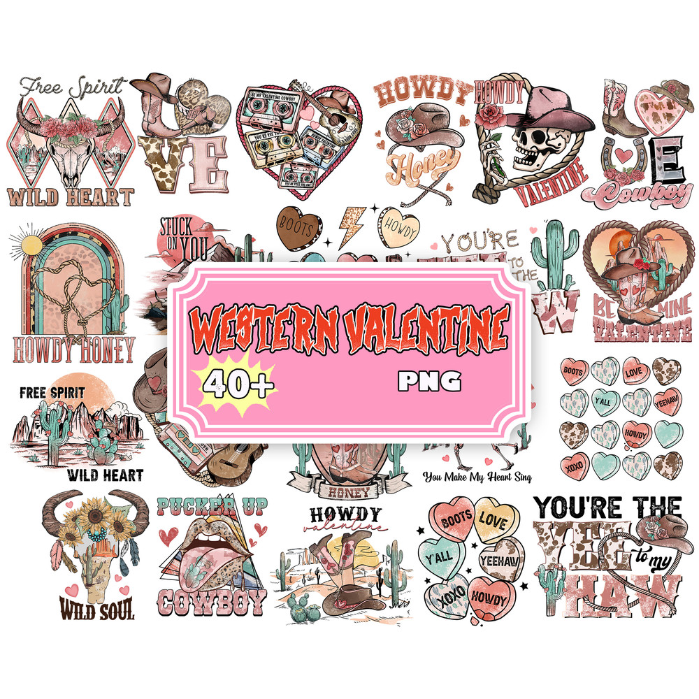 Western Valentine svg Png Bundle Howdy Honey Pucker Up Never Cowboys Yee To My Haw Stuck Love Xo xo.jpg