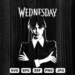 Wednesday SVG Cutting Files, Jenna Ortega Digital Clip Art, Addams Family SVG, Files for Cricut and Silhouette.
