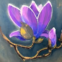 Lilac magnolia/Flower/Oil painting/Digital download print