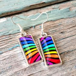 Rainbow Earrings, Bright Earrings, Gay Pride Flag Earrings