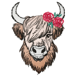 Highland Cow embroidery design 3 Sizes reading pillow-INSTANT D0WNL0AD