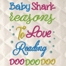 Baby shark reasons embroidery design 3 Sizes reading pillow-INSTANT D0WNL0AD