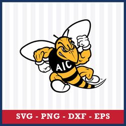 aic yellow jackets svg, aic yellow jackets logo svg, ncaa svg, sport svg, png dxf eps file