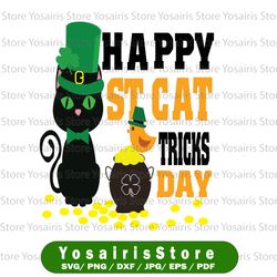 st patrick's day svg - happy st cat tricks day cut file for silhouette and cricut, instant download