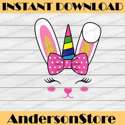 cute easter bunny unicorn face bunnicorn easter day png, happy easter day sublimation design