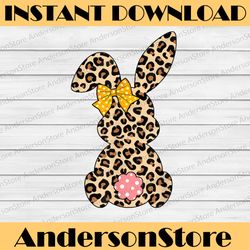 cute bunny rabbit leopard bow tie happy easter day easter day png, happy easter day sublimation design
