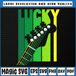 lucky irish shamrock guitar for guitarist st patrick' png, st patricks day, digital download