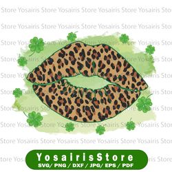 St. Patrick's Png Lucky Kissing Lips Png Sublimation Leopard Lucky Shamrock Irish Vibes Png Designs Digital Download