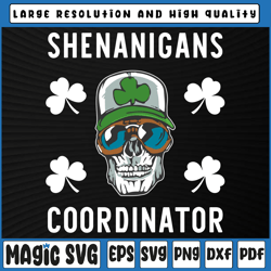 shenanigans coordinator saint svg, patrick day shamrock skeleton svg png, st patricks day, digital download