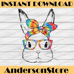 easter day cute bunny face tie dye glasses easter day png, happy easter day sublimation design