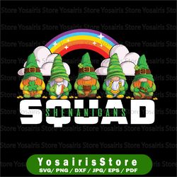 shenanigan squad with gnomes, irish saying, st. patrick's day, sublimation, png transparent, plaid shamrock